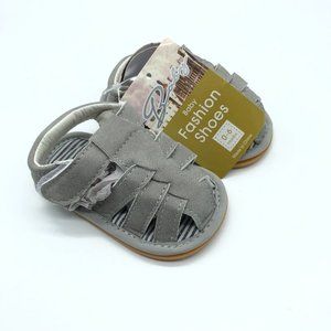 Baby Fisherman Sandals Faux Leather Hook & Loop Gray 0-6 Months